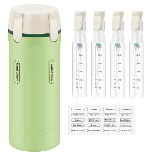 4 in 1 Travel Dispenser Bottle, 30ML/Pack Squeeze Bottles, Portable Refillable Containers for Toiletries/Shampoo/Conditioner/Shower Gel (Green) - color: Green