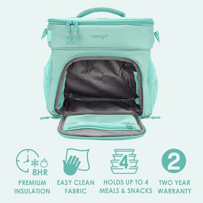 Bentgo Prep Deluxe Insulated Multimeal Bag - Lunch Box Bag, Holds 5 Meals, Premium Insulation up to 8 Hrs, Durable, Water-Resistant - Large Capacity For Adult Meal Prep (Coastal Aqua) - color: Coastal Aqua