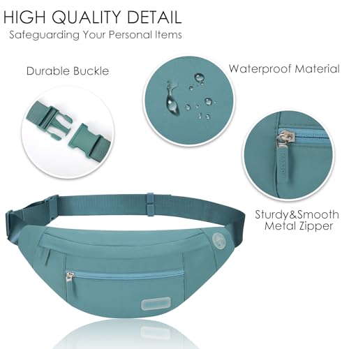 MAXTOP Large Crossbody Fanny Pack with 4-Zipper Pockets,Gifts for Enjoy Sports Festival Workout Traveling Running Casual Hands-Free Wallets Waist Pack Phone Bag Carrying All Phones - color: Dark Green, style: Large Fanny Pack(4 Zipper Pockets)