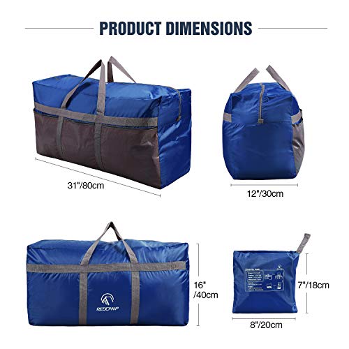 REDCAMP Foldable Travel Bag, Large Sports Bag, 75L/96L/100L, Lightweight Waterproof Tote Bag - color: Dark Blue 96L