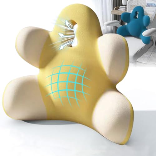 Lumbar Support Pillow for Office Chair, Back Pillow Lumbar Support for Car, Chair, Sofa - Improve Lower Back Pain Relief & Sitting Posture, Memory Foam Back Cushion for Long Sitting (B-Yellow) - color: B-yellow