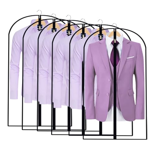 All Clear Garment Bags for Hanging Clothes, 40" (Set of 6) Suit Bags for Closet Storage, Plastic Dustproof Suit Cover Bags, Clothes Protectors Bag with zipper for Coats, Jackets, Shirts - color: Black-All Clear, size: 24''X40''-6P