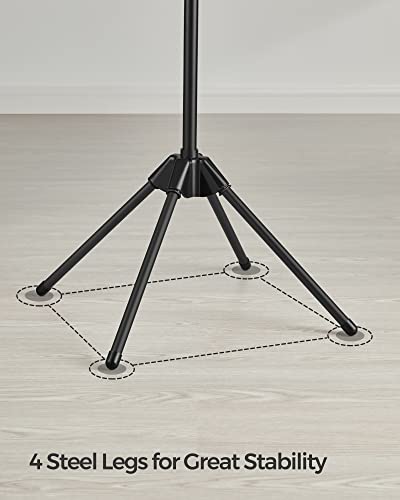 SONGMICS Clothes Drying Rack, 59-Inch Folding Laundry Drying Rack with 3 Rotatable Arms for Hangers, 4 Legs, Stainless Steel, for 27 Pieces of Clothes, Black ULLR510B01 - color: Black, style: 1-Tier