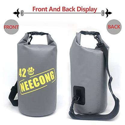 Dog Food Travel Bag With Collapsible Travel Big Bowls(800ml), 42 Cup Dog Food Storage System for Camping, Daily -10L Dog Food Dry Bag - color: Yellow-gray