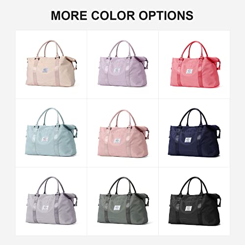 Sport Travel Duffle Bag Large Gym Tote Bag for Women, Weekender Carry on Bag for Airplane, Ladies Beach Overnight Bag Waterproof Luggage Bag with Wet Pocket - color: Blue