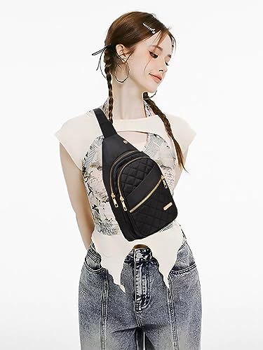 AOSTIHOT Small Sling Backpack for Women, Chest Bag Daypack Crossbody for Travel Sport Running Hiking Black - color: Black