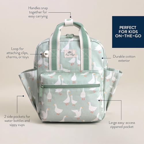 Itzy Ritzy Toddler Backpack - Daycare Bag - Features Adjustable Shoulder Straps, 2 Side Pockets & Spacious Interior with Wipeable Fabric Lining & Name Label, Goose - color: Goose