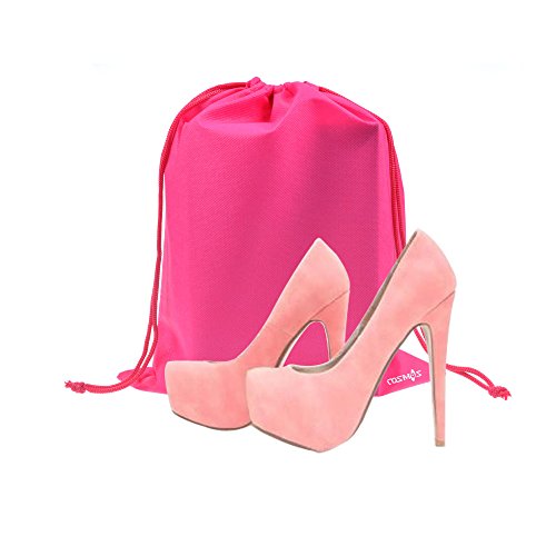 Cosmos 10 Pcs Travel Shoe Bags Shoe Organizer Pouch Storage String Bags for Travel Trip Carrying Packing, Dust-proof Non-Woven Fabric in Drawstring, 13.75" x 11" (Hot Pink)