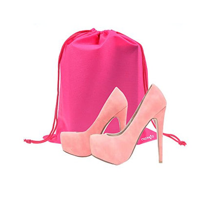 Cosmos 10 Pcs Travel Shoe Bags Shoe Organizer Pouch Storage String Bags for Travel Trip Carrying Packing, Dust-proof Non-Woven Fabric in Drawstring, 13.75" x 11" (Hot Pink)