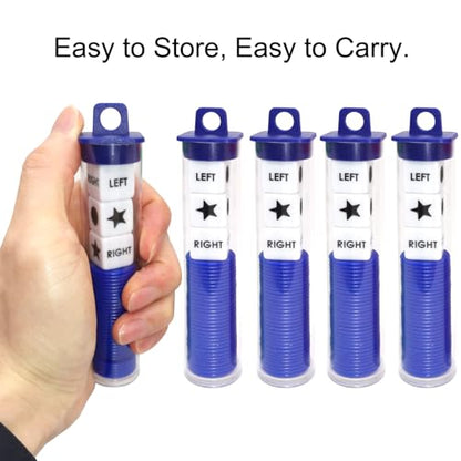 Ahoper Right Left Center Dice Game Prime Set Bundle with 3 Dices + 30 Chips. Round Tube Storage is Very Convenient for Travel. Easy to Store, Carry Around. (Blue 5 Pack) - color: Blue 5 Pack