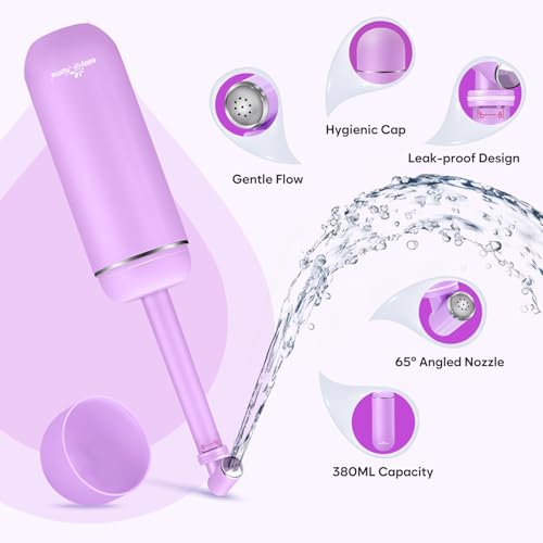 Easy@Home Portable Travel Bidet: Peri Bottle for Postpartum Essentials - Handheld Sprayer Kit for Perineal Care & Personal Hygiene | 380ml (12.8oz) | Women & Men | EPB-01 Pink - color: Pink