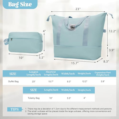 Merax Luggage Set 6 Piece,Lightweight Hardshell Suitcase with Double Spinner Wheels Handle Password Lock,14 IN Cosmetic Case 20/24/28 IN Luggages with Duffel Bag and Toiletry Bag,Light Blue - color: Light Blue, style: 14+20+24+28+bags