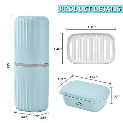 VITVITI Toothbrush Travel Case, Portable Travel Soap Container Leakproof Dish Tray, 7.88 inch Toothpaste Toothbrush Holders with Cover for Trip/Bathroom/Camping(Blue) - color: Blue