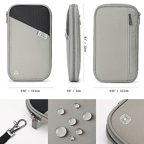 VanFn RFID Travel Passport Wallet, Family Passport Holder, Trip Document Organizer P.Travel Series - color: Grey
