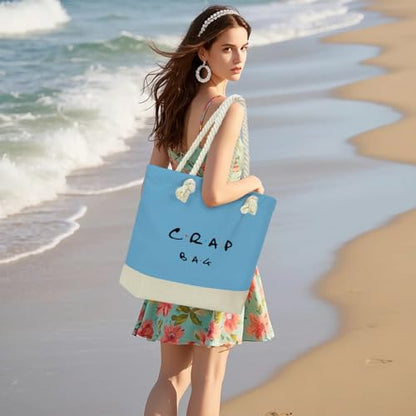 Fokongna Tote Bag For Women, Beach Bag Best Friend Travel Birthday Gifts, Travel Parties Vacation Shopping Essentials - color: Crap Blue