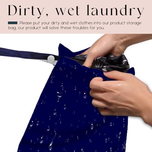 Waterproof Wet Bag for Swimsuit, Travel Beach Wet Dry Bag, Hidden Zipper Reusable Blue Wet Bags, for Travel Beach Wet Swimsuits Toiletries Diapers Dirty Gym Clothes Laundry Bag - color: Pure blue