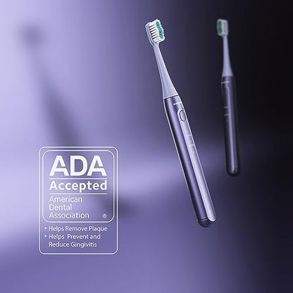 Aquasonic Icon ADA-Accepted Rechargeable Toothbrush | Magnetic Holder & Slim Travel Case | 2 Brushing Modes & Smart Timers | Gentle Micro-Vibrations (Lilac) - color: Lilac