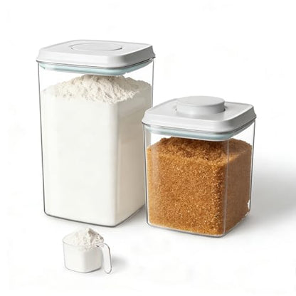 Ankou Food Storage Container Sets, 2.8 Qt + 4.2 Qt Airtight Canisters with Lids and 130ml Scoop, BPA-Free Plastic Pantry Containers for Flour, Sugar, Rice - color: 2.8 Qt + 4.2 Qt