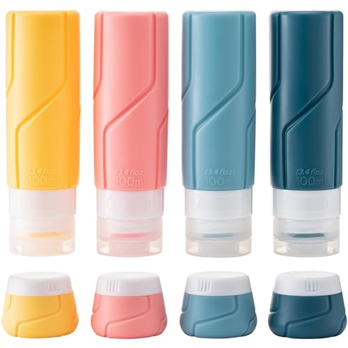 MODENGKONGJIAN Travel Bottles for Toiletries,TSA Approved Silicone Squeezable Travel Shampoo Bottles, 3oz Leak Proof Refillable Toiletry Cosmetic Containers （15 Pcs/Colorful） - color: Set-15PCS/Colorful