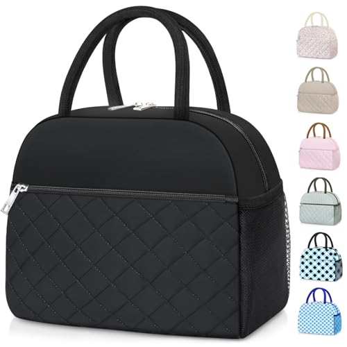 KUBYA Lunch Bag Lunch Box for Women Men Insulated Reusable Large Lunch Tote Bag Adult Leakproof Simple Cooler Bag for Office Work Picnic Beach or Travel, Black - color: B-Black, size: Medium - 10L