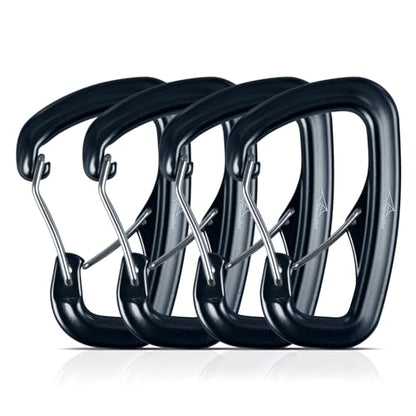 Heavy Duty Carabiner Clip Hook 8KN (1763 lbs), 2 PCS Ultra-Light Aluminum Caribeaners with Double Door D Ring Shape, for Hammock, Camping, Hiking, Backpacking, Dog Leash, Keychain Clip - style: 2#Black-4pc