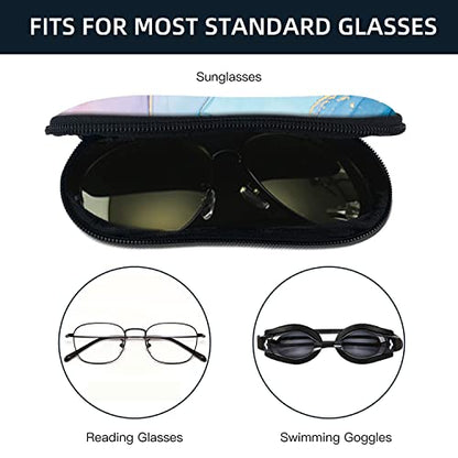 Sunglasses Soft Case with Carabiner Ultra Light Neoprene Zipper Glasses Case - color: Pink Blue Marble