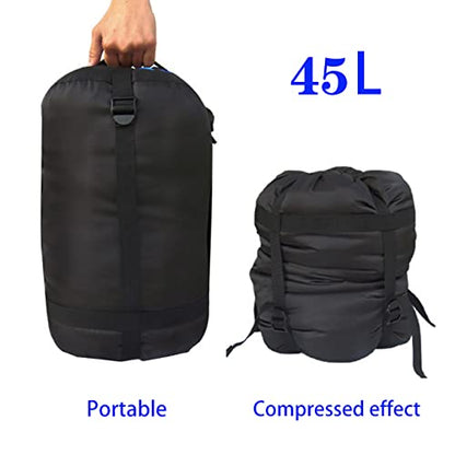 Compression Stuff Sack, 12L/24L/45L Sleeping Bag Cover Sack Sleeping Bags Storage Stuff Sack Organizer - Great Sleeping Bags Clothes Camping Hiking Backpacking - color: Black 45L-1 Pack