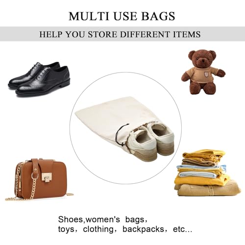 LAKE OF FIRE 4-Piece Travel Shoe Bags for Packing, 17.7" x 13.8" Dustproof Shoe Bags with Drawstring Closure,Washable & Reusable(Beige) - color: Beige