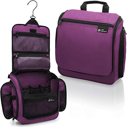 D&D Wanderlust D&D Hanging Travel Toiletry Bag for Men and Women – Cosmetics, Makeup and Toiletries Organizer Kit with 10 Compartments - color: Purple