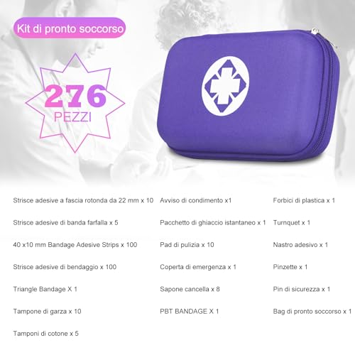 276PCS Compact Small First Aid Kits for Home Businesses Urgent Essential Mini First Aid Kit Travel Size Car Emergency Supplies Kit for Hiking Boating Skating, Purple AMORNING - style: Purple-276Pcs