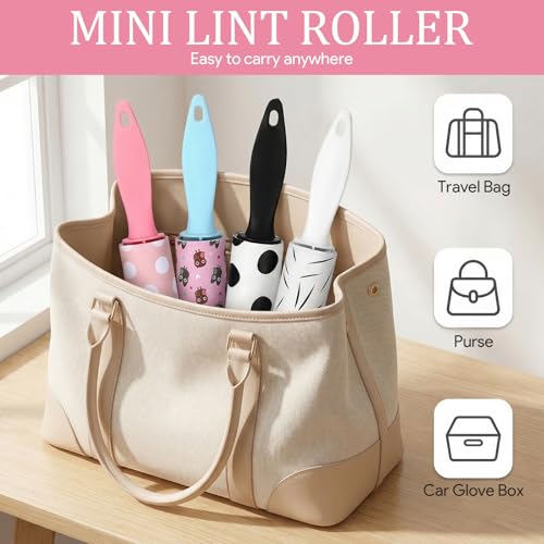 12 Pcs Mini Lint Roller Travel Size Portable Travel Lint Roller for Purse Pet Hair Clothes Furniture Car Compact Lint Bursh Sticky Small Cat Hair Removal Tool Gifts 360 Sheet - size: 12PCS-360 Sheet