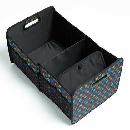 GreaterGood Paws Car Trunk Organizer Foldable Storage Bin with Handles Non Slip Base Pet Gear Travel Tote for SUV Truck (Confetti Paws) - color: Confetti Paws