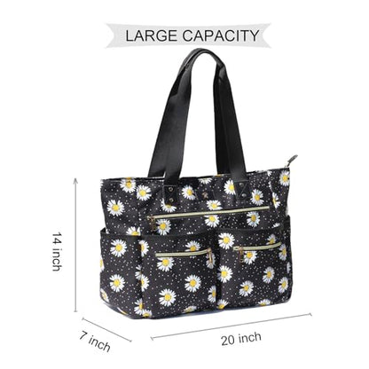 Weekender Bag Carry On Bag Overnight Tote Travel Duffle with 13 Pockets for Travel,Work，Gym,Beach,Teacher,Nurse - color: Black flower