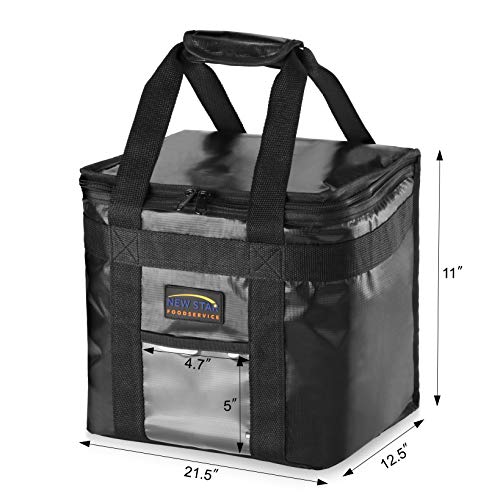 New Star Foodservice Commercial Insulated Food Delivery Bag, Half Size, 12 x 11.5 x 9.5 Inch, Black - size: 12" W x 11.5" H x 9.5" D