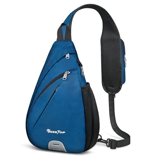 Seektop Anti Theft Crossbody Bag for Women RFID Blocking Waterproof Sling Backpack Lightweight 400D Nylon Small Chest Pack Shoulder Bag for Travel Hiking Commuting Men Blue - color: Blue