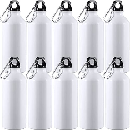 CHENGU Aluminum Water Bottle 20 oz Reusable Bottles Lightweight Leak Proof Aluminum Sports Travel Bottles with Twist Cap Buckle for Gym, Hiking, Cycling, Camping, Fishing - color: White