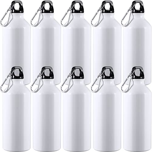 CHENGU Aluminum Water Bottle 20 oz Reusable Bottles Lightweight Leak Proof Aluminum Sports Travel Bottles with Twist Cap Buckle for Gym, Hiking, Cycling, Camping, Fishing - color: White