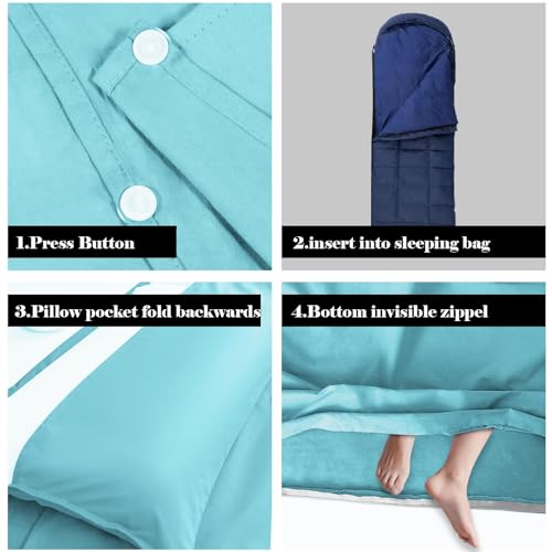 Sleeping Bag Liner,Travel Sheet & Adult Sleep Sack, Camping Sheets Travel Sleep Sack for Backpacking,Hotels & Hostels -Lightweight Single &Double Travel Sheet Camping Sheets - color: Single Dark Pink and Glacier Blue