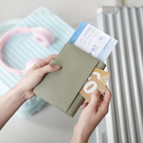 WASON Leather Passport Cover Wallet - Travel Passport Holder with RFID, Card Slots, Cash Pocket, Coin Purse, Tracker Slot, Boarding Pass and Ticket Organizer for Men and Women (Green) - color: Green