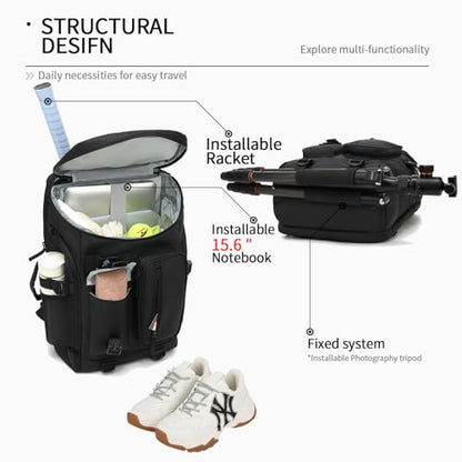 Kalesi Gym Duffle Tennis Bag Backpack 4-Way Waterproof with Shoes Compartment for travel Sport Hiking laptop (Black 02) - color: 02-black