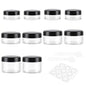 10 Pieces Travel Size Containers, 3/5/10/15/20 Gram Small Travel Containers for Cream, Lotion, Lip Balm and Toiletries, Leak Proof Sample Jars With Labels & Spatulas, Black - color: Black