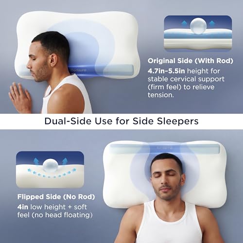 Bedsure Cervical Neck Pillow - Ergonomic Memory Foam Pillows for Side & Back Sleepers, Orthopedic Shape Gently Supports Head & Neck, Shoulder Pain Relief for Deeper Sleep Cloud Pillow