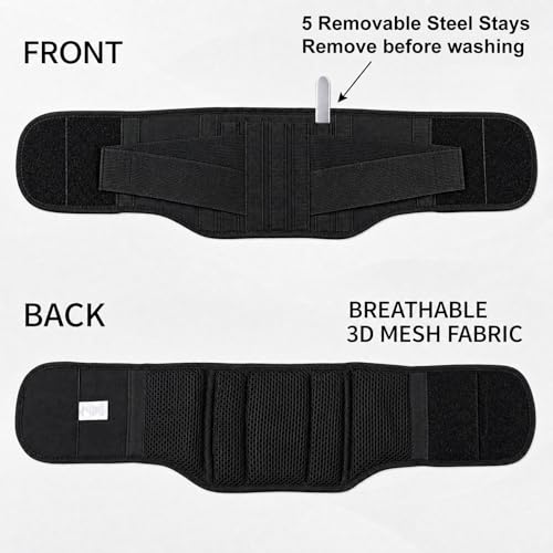 Back Brace for Lower Back Pain Relief, Wide Lumbar Support Belt for Men & Women, 5 Removable Metal Stays, Herniated Disc, Sciatica, Work & Lifting, Breathable Back Support (X-Large 45"-50.9") - size: X-Large