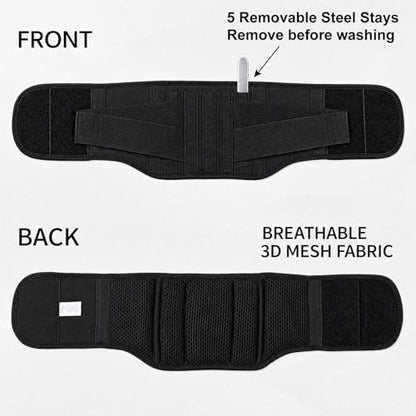 Back Brace for Lower Back Pain Relief, Wide Lumbar Support Belt for Men & Women, 5 Removable Metal Stays, Herniated Disc, Sciatica, Work & Lifting, Breathable Back Support (X-Large 45"-50.9") - size: X-Large
