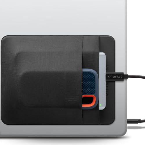2-Pocket Adhesive Hard Drive Holder for Laptop, Stick-On Pocket Pouch for External Portable SSD, HDD, Slim Mouse and Cables (Large - Fits SSD & 2.5" Drives) - color: Black, size: Large