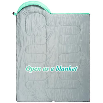 Sleeping Bag - 3 Seasons for Adults Kids Boys Girls Camping Hiking - Warm Cold Weather Lightweight Portable with Compression Bag for Backpacking in Spring, Summer, Fall and Winter - color: 3 lbs-Green