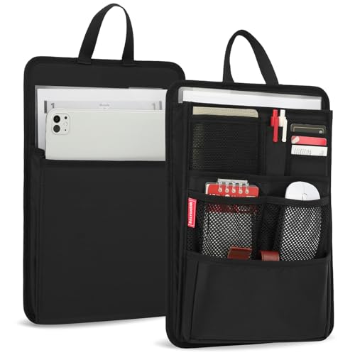 Stiff Backpack Insert Organizer for Men Women Bag In Bag,Thin Water-repellent Nylon 13.7''x10.2''x2''-Black - color: Black