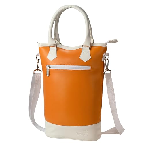 Tirrinia Insulated Wine Gift Carrier Tote - Travel Padded 2 Bottle Wine/Champagne Cooler Bag for Portable Wine Bottle Carrying Case, Women Men Wine Party Bag for Event, BYOB,B each, Gift for Wine - color: Orange White