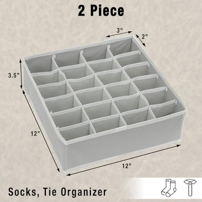 Simple Houseware 2 Pack Closet Sock Organizer, 24 Cell Drawer Divider, Gray - color: Gray, size: 2 Pack