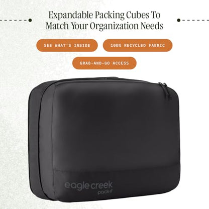 Eagle Creek Pack-It Reveal Expansion Cube - Adjustable Storage Expansion Cube for Travel - Durable Compression Zipper - Water-Resistant - Sustainable - Large - Black - color: Black